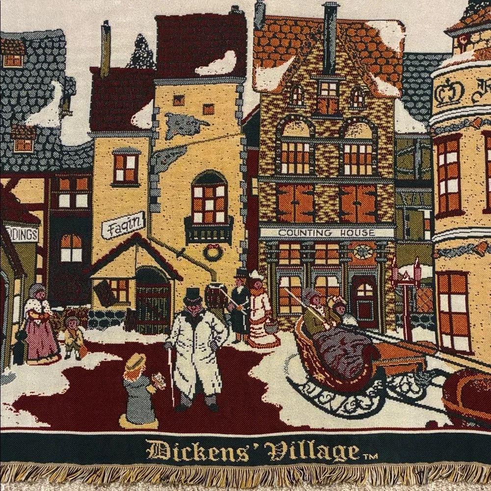 Vintage Goodwin Weavers Dickens’ Villlage Series Woven Throw